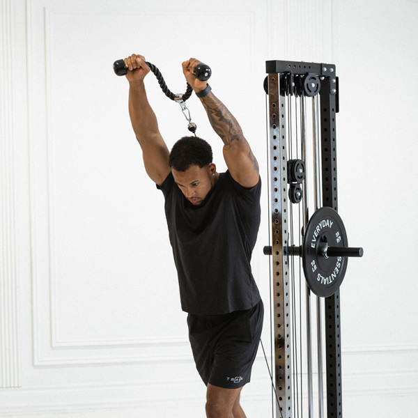 Cable Rope Overhead Tricep Extension Low - Exercise Guide | Motra