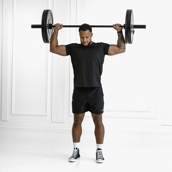 Barbell Overhead Press / Military Press (Behind Head) - Exercise Guide ...